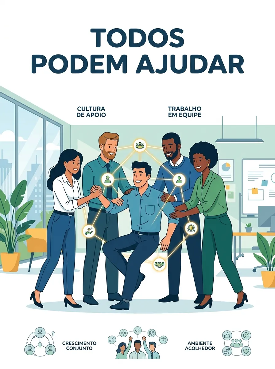 Banner sobre cultura de apoio e trabalho em equipe
